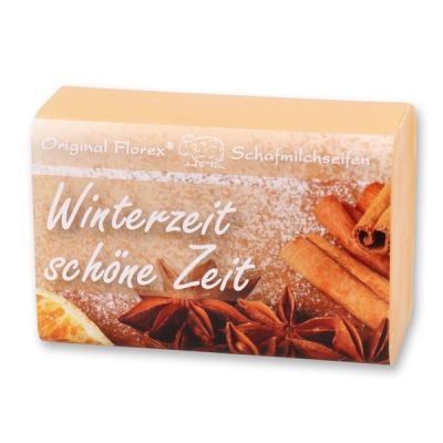 Schafmilchseife eckig 100g "Winterzeit, schöne Zeit", Orange 