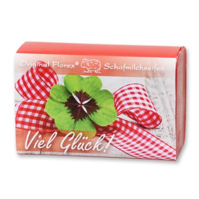 Schafmilchseife eckig 100g "Viel Glück", Cranberry 