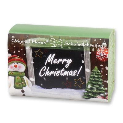 Schafmilchseife eckig 100g "Merry Christmas", Eisenkraut 