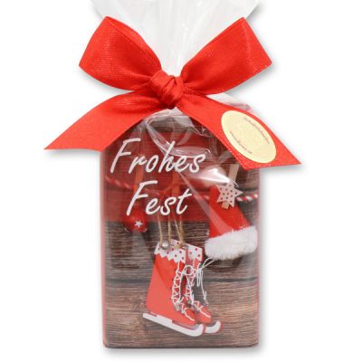 Sheep milk soap 100g in a cellophane bag "Frohes Fest", Cranberry 