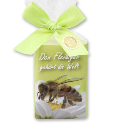 Sheep milk soap 100g in a cellophane bag "Den Fleißigen gehört die Welt", Classic 