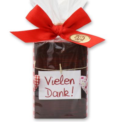 Schafmilchseife eckig 100g in Cello "Vielen Dank", Rose 