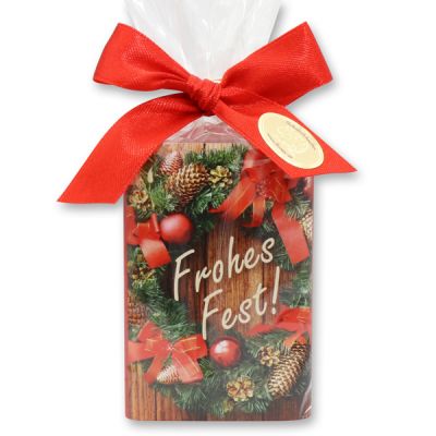 Schafmilchseife eckig 100g in Cello "Frohes Fest", Cranberry 