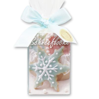 Sheep milk soap 100g in a cellophane bag "Schneeflocke", Christmas rose white 