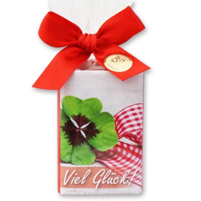 Schafmilchseife eckig 100g in Cello "Viel Glück", Cranberry 