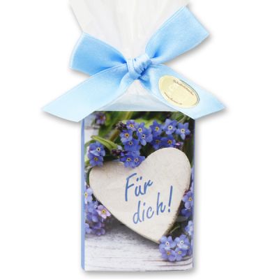 Sheep milk soap 100g in a cellophane bag "Für dich", Forget-me-not 