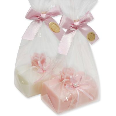 Sheep milk soap 100g decorated with a soap rose 'Florex' 7g in a cellophane, Classic/peony 