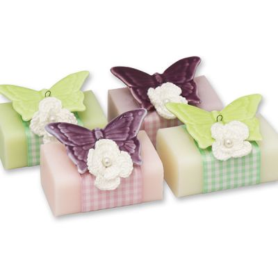 Sheep milk soap 100g, decoreated with a butterfly, sorted 