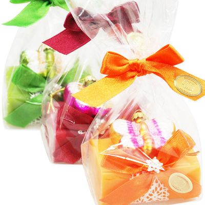 Sheep milk soap 100g decorated with a butterfly in a cellophane, sorted 