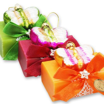 Sheep milk soap 100g decorated with a butterfly, sorted 
