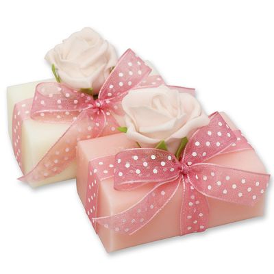 Sheep milk soap 100g, decorated with a rose, Classic/peony 
