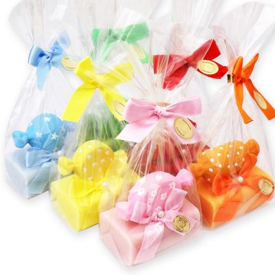 Sheep milk soap 100g, decorated with candy decorations in a cellophane, sorted 
