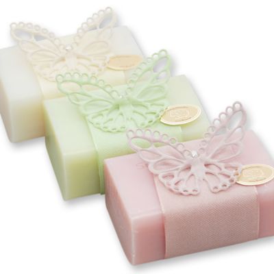 Sheep milk soap 100g, decorated with a butterfly, sorted 