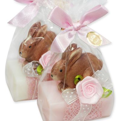 Sheep milk soap 100g, decorated with a rabbit in a cellophane, Classic/jasmine 