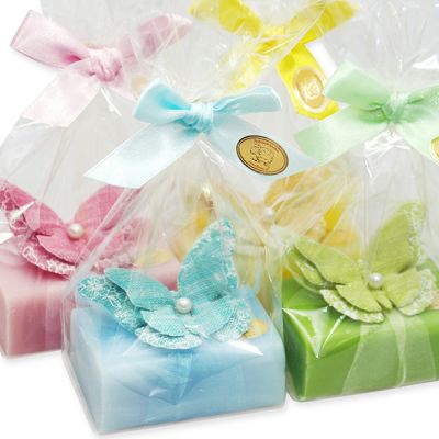Sheep milk soap 100g, decorated with a butterfly in a cellophane, sorted 