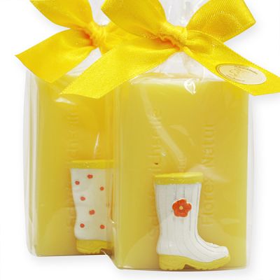 Sheep milk soap 100g, decorated with garden boots in a cellophane, Lemon 