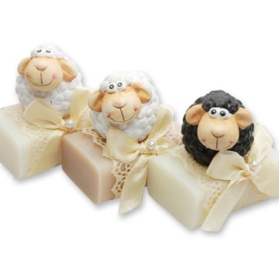 Sheep milk soap 100g, decorated with a sheep, Classic/almond oil 