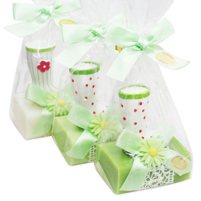 Sheep milk soap 100g decorated with a garden-boot in a cellophane, sorted 