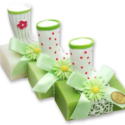 Sheep milk soap 100g decorated with a garden-boot, sorted 