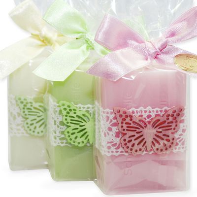 Sheep milk soap 100g, decorated with a butterfly in a cellophane, sorted 