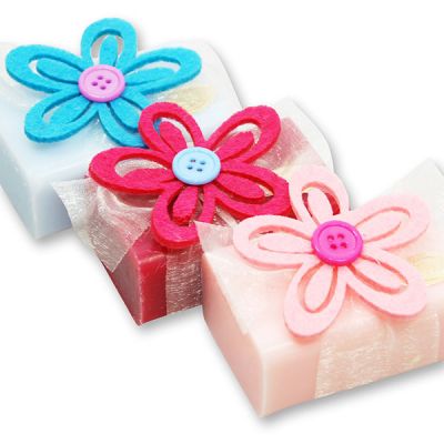 Sheep milk soap 100g decorated with a flower, sorted 