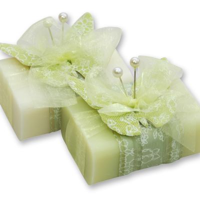 Schafmilchseife eckig 100g dekoriert mit Schmetterling, Classic/Wiesenblume 