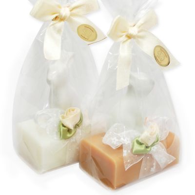 Sheep milk soap 100g, decorated with a rabbit in a cellophane, Classic/quince 