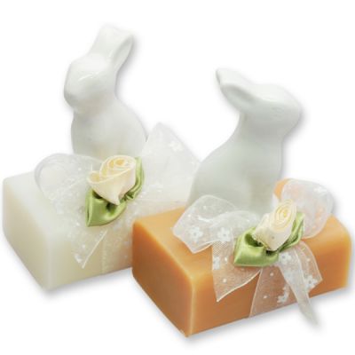 Sheep milk soap 100g, decorated with a rabbit, Classic/quince 