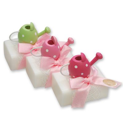 Sheep milk soap 100g, decorated with a watering can, Gardenia 