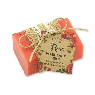 Sheep milk soap 100g "feel-good time", Rose with petals 