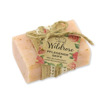 Sheep milk soap 100g "feel-good time", Wild rose with petals 