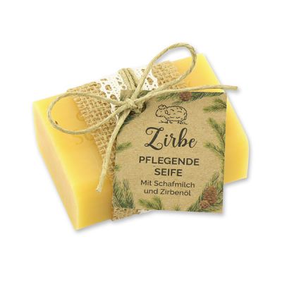 Schafmilchseife eckig 100g "Wohlfühlzeit", Zirbe 