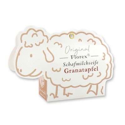 Sheep milk soap 100g in a sheep paper box, Pomegranate 