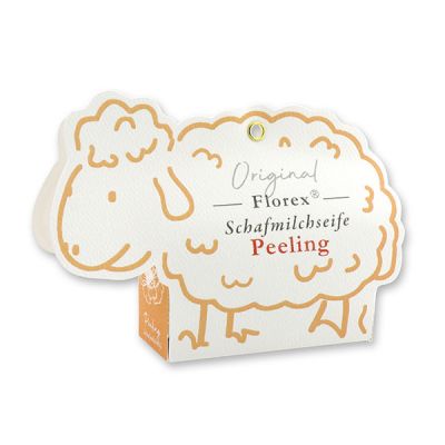 Sheep milk soap 100g in a sheep paper box, Peeling with poppy 