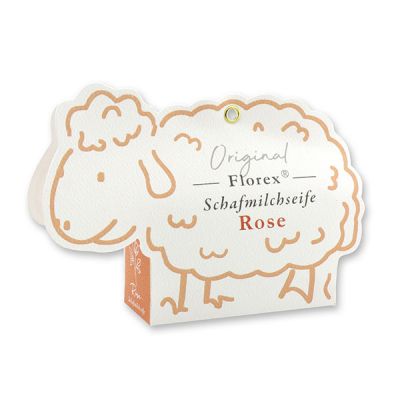 Sheep milk soap 100g in a sheep paper box, Rose with petals 