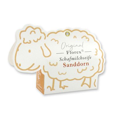 Sheep milk soap 100g in a sheep paper box, Sea buckthorn 