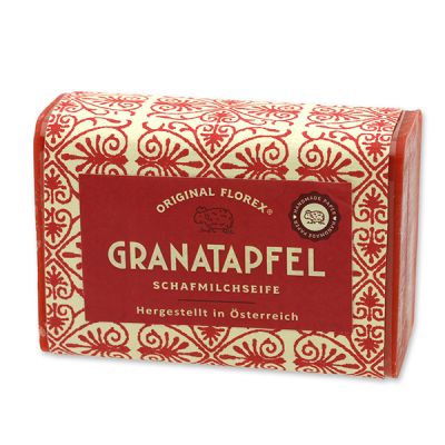 Schafmilchseife eckig 100g, "Handmade Paper" Granatapfel 