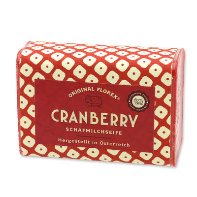 Schafmilchseife eckig 100g, "Handmade Paper" Cranberry 