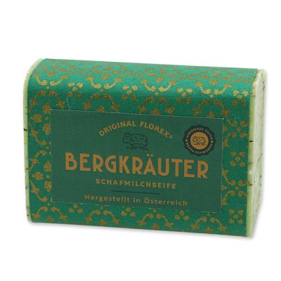 Schafmilchseife eckig 100g, "Handmade Paper" Bergkräuter 