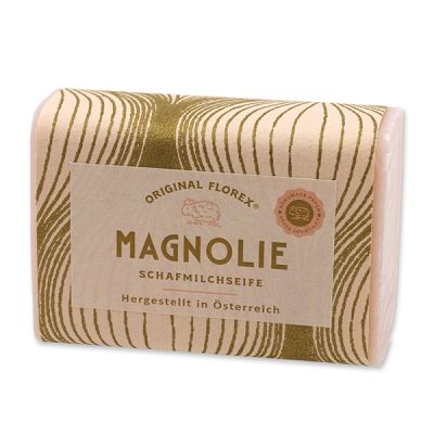 Schafmilchseife eckig 100g, "Handmade Paper" Magnolie 