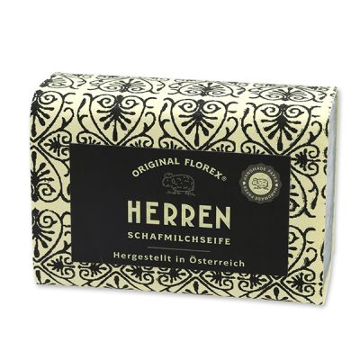 Schafmilchseife eckig 100g, "Handmade Paper" Herrenseife 