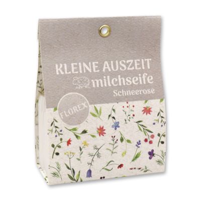 Sheep milk soap 100g in a bag "Kleine Auszeit", Christmas rose white 