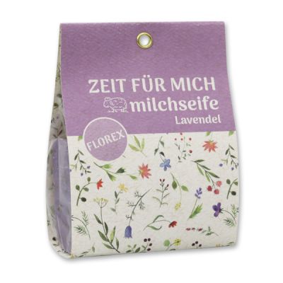 Schafmilchseife eckig 100g in Tasche "Zeit für mich", Lavendel 