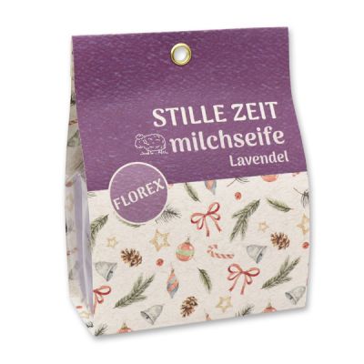 Schafmilchseife eckig 100g in Tasche "Stille Zeit", Lavendel 