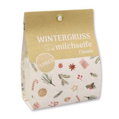 Schafmilchseife eckig 100g in Tasche "Wintergruß", Classic 