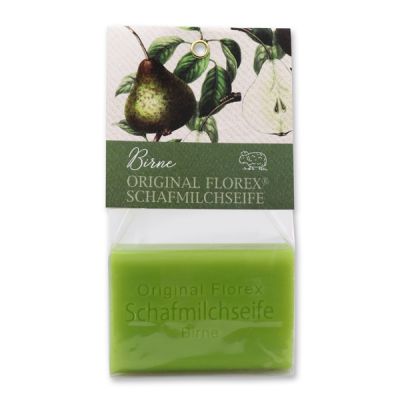 Schafmilchseife eckig 100g in Cello, Birne 