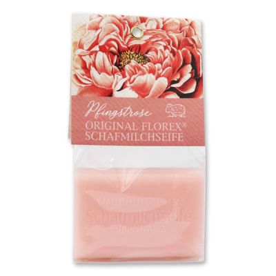 Schafmilchseife eckig 100g in Cello, Pfingstrose 