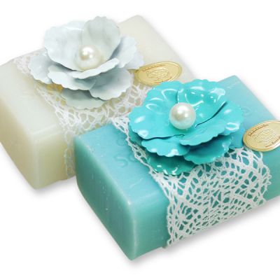 Sheep milk soap 100g decorated with a flower, Classic/salt soap 