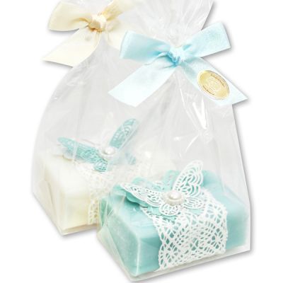 Sheep milk soap 100g decorated with a butterfly in a cellophane, Classic/salt soap 