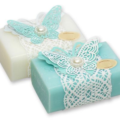 Sheep milk soap 100g, decorated with a butterfly, Classic/salt soap 